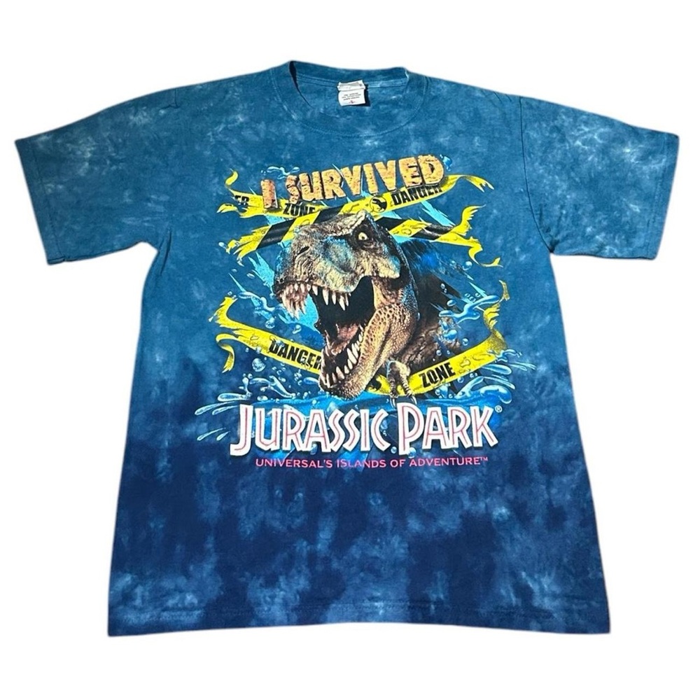 Vintage 90s I Survived Jurrasic Park Universal Studios Tie Dye T Shirt